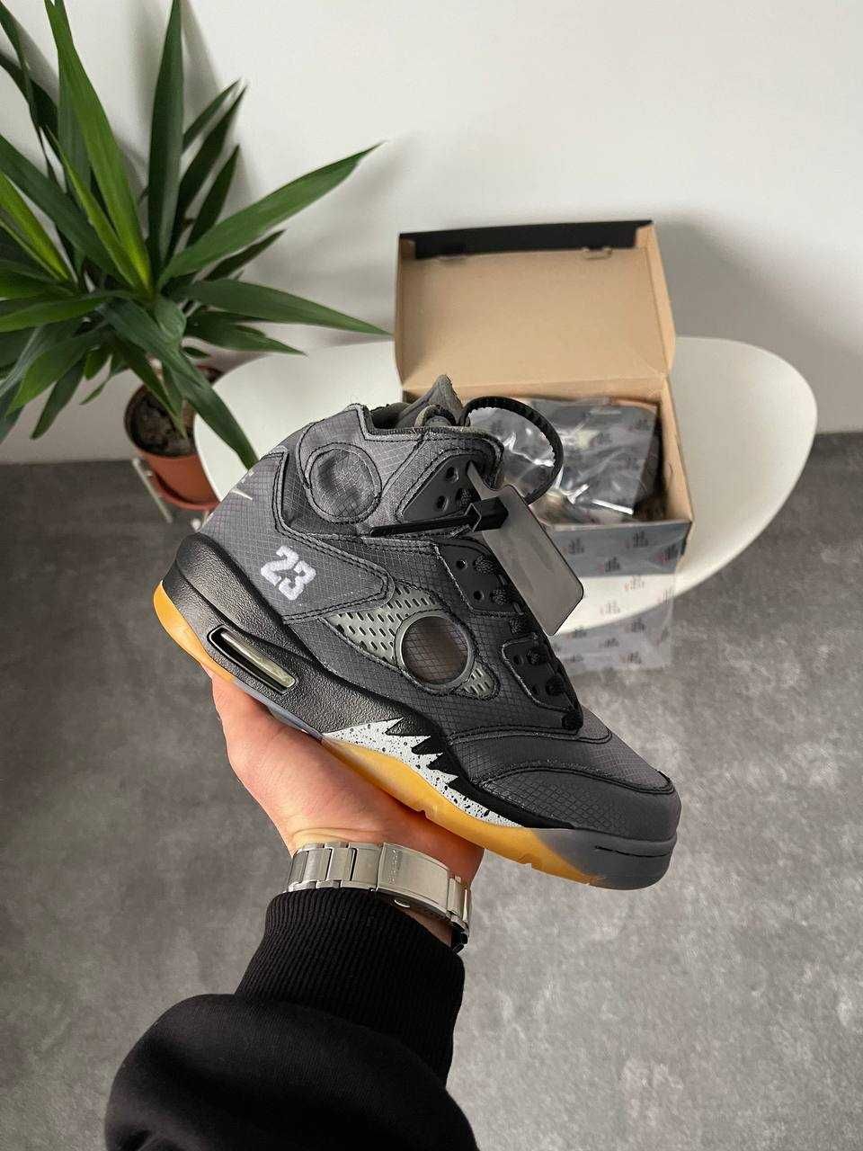 ЗНИЖКА! 41р 43р 45р  Кросівки Jordan 5 Retro Off-White Muslin чорні