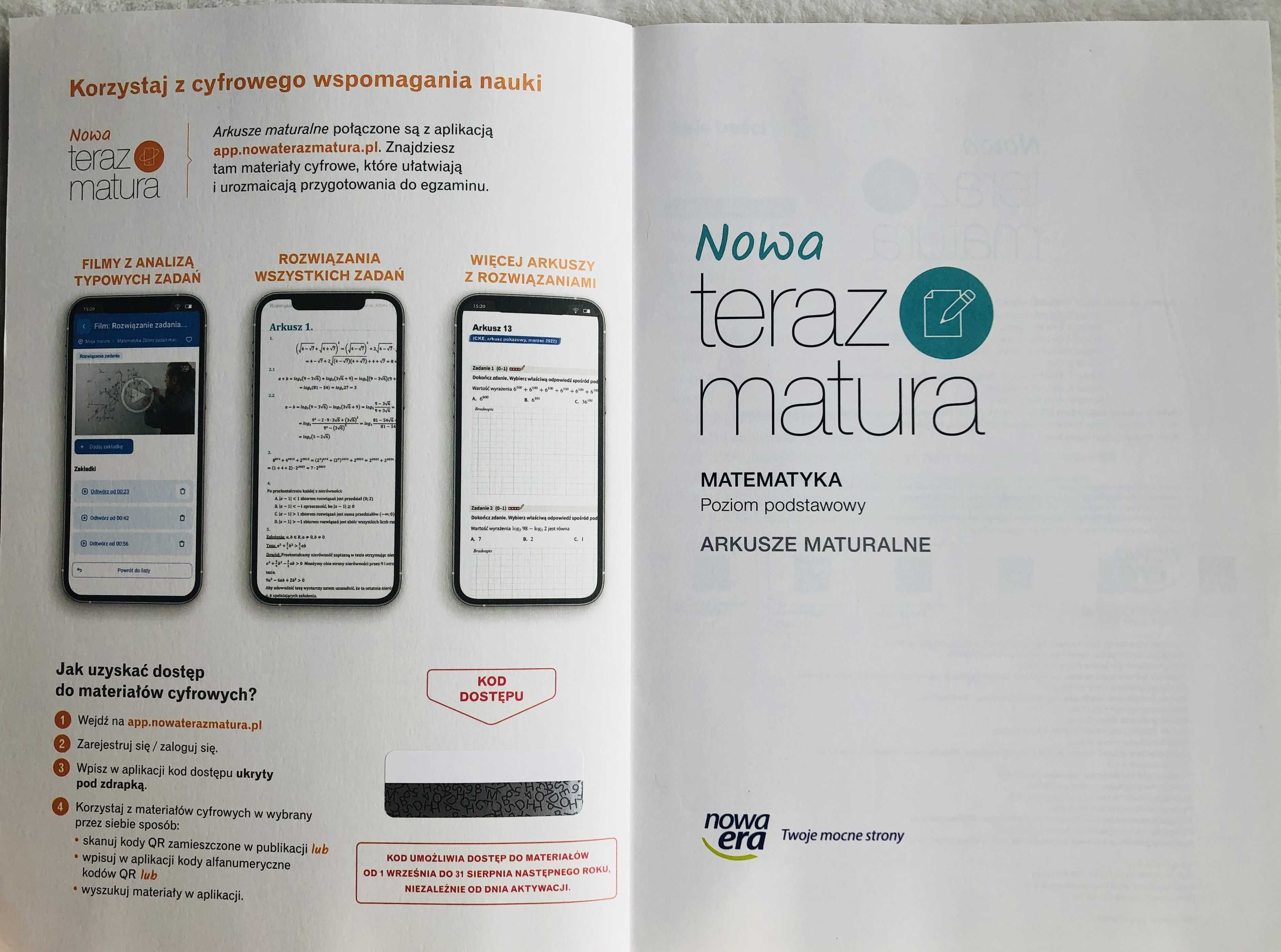 Arkusze maturalne Nowa teraz  matura. Matematyka poziom podst.2024