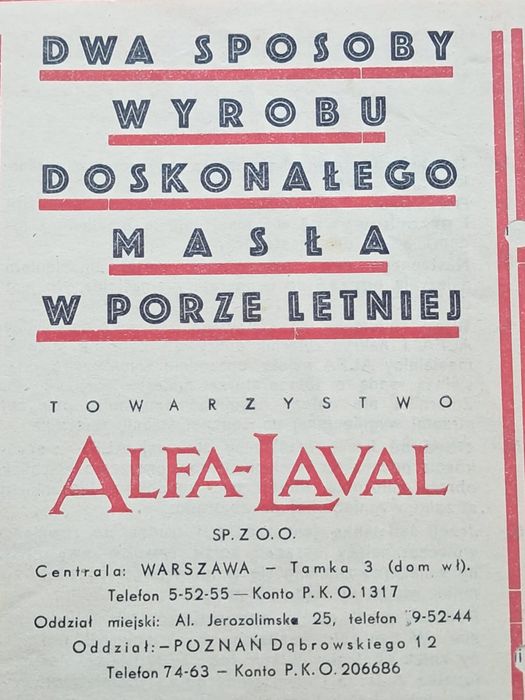 Alfa Lavel 2 Sposoby wyrobu doskonałego masła 2 RP broszura