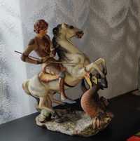 Figurka św Jerzy na koniu walcząc ze smokiem Poema