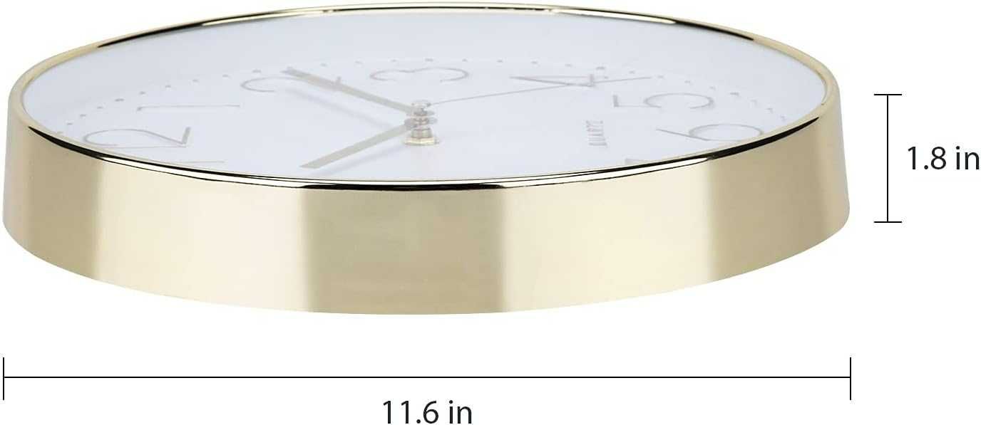 Zegar ścienny ACCSHINE 30cm biały ze złotem bezgłośny, ultracichy