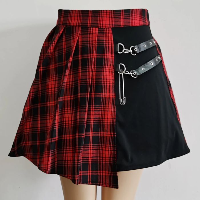 Damska spódnica w kratę, spodniczka w szkocką kratkę Punk, Rock - 3XL
