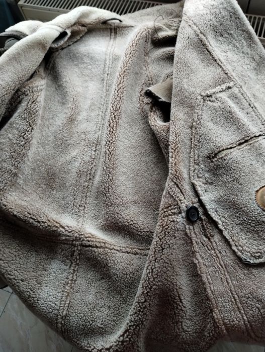 Kożuch męski jagnięcy miękki xl/xxl parka skórzana modny design