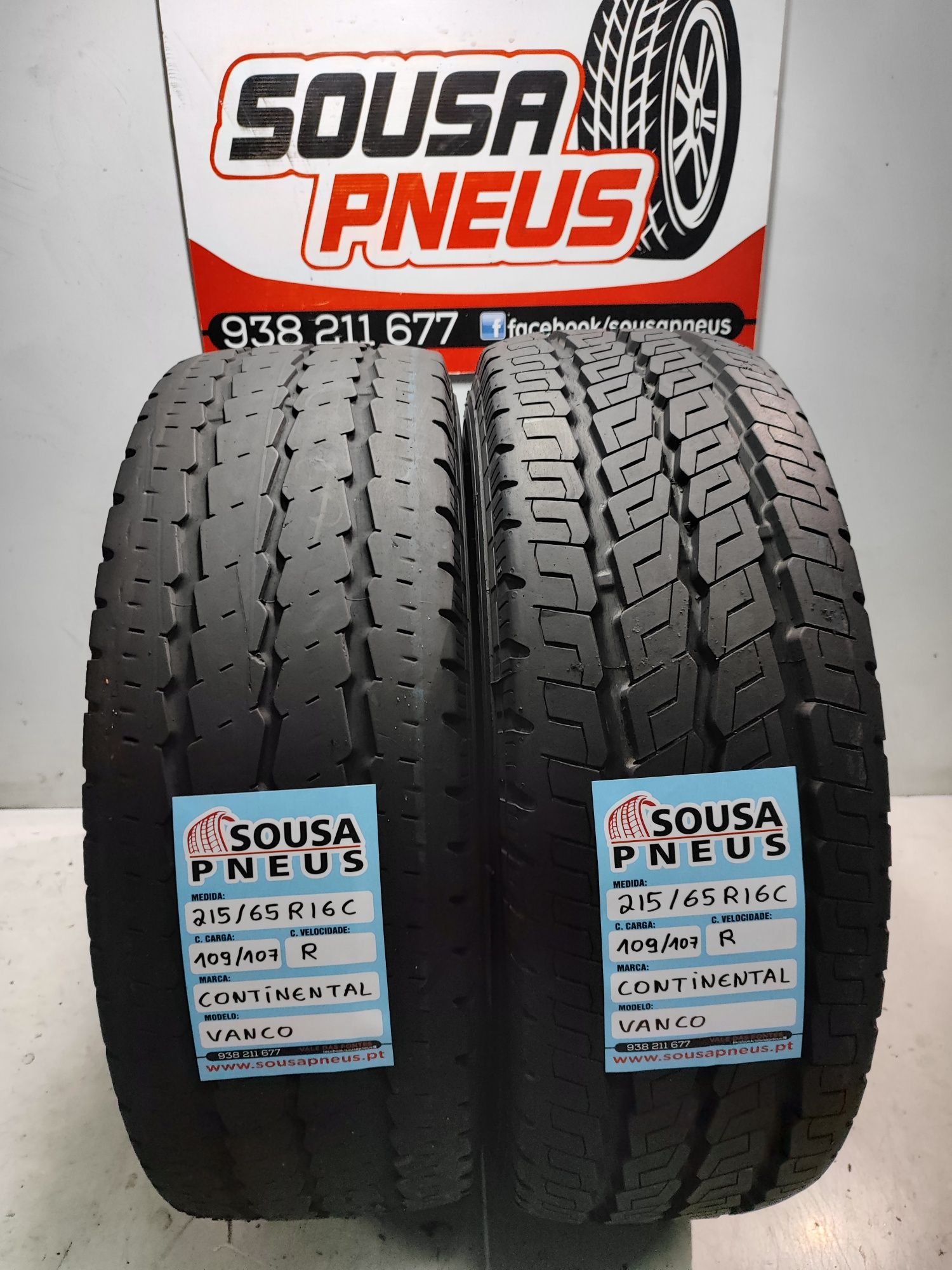 2 pneus semi novos Continental 215/65R16C Oferta dos Portes