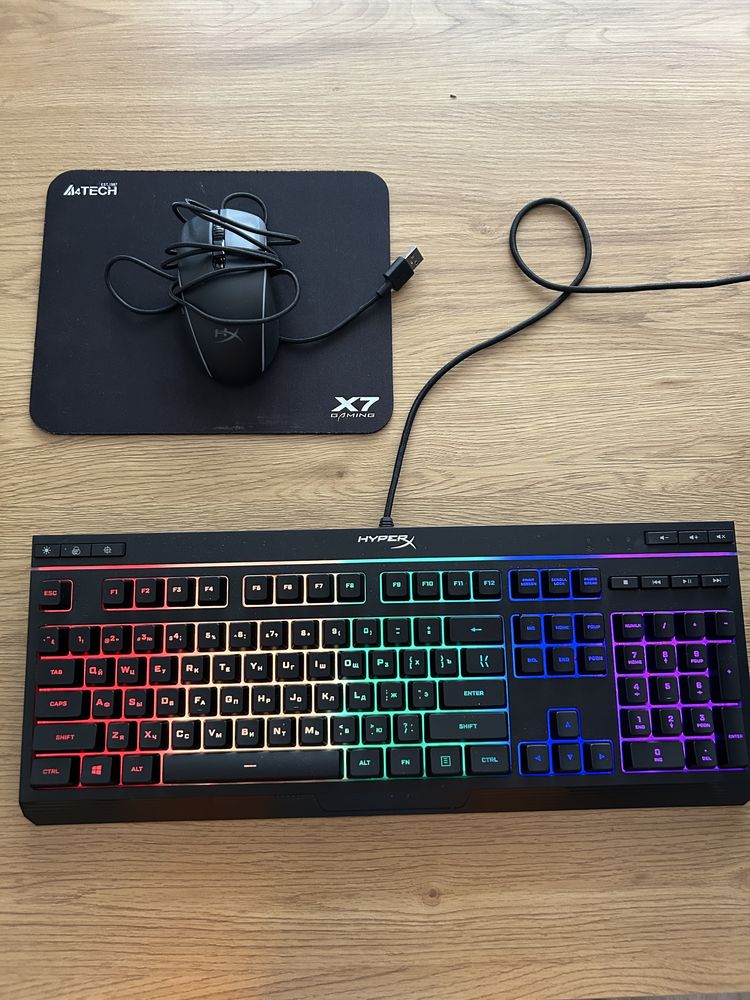Клавіатура usb HyperX Alloy Core RGB + мишка