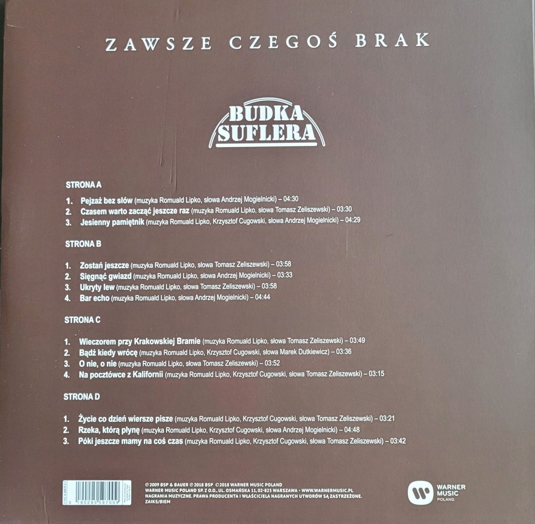 Budka Suflera "Zawsze czegoś brak" dwupłytowy album LP