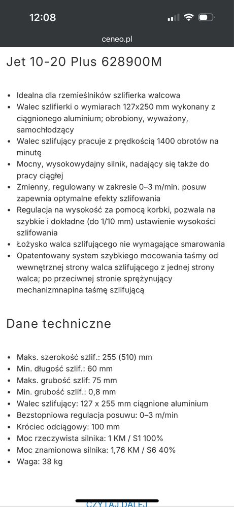 Szlifierka walcowa 230V 10-20 Plus Jet 628900M