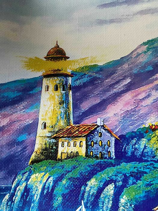 [OFERTA] Obraz „Dom nad jeziorem” w ramie, 74 × 54 × 2 cm