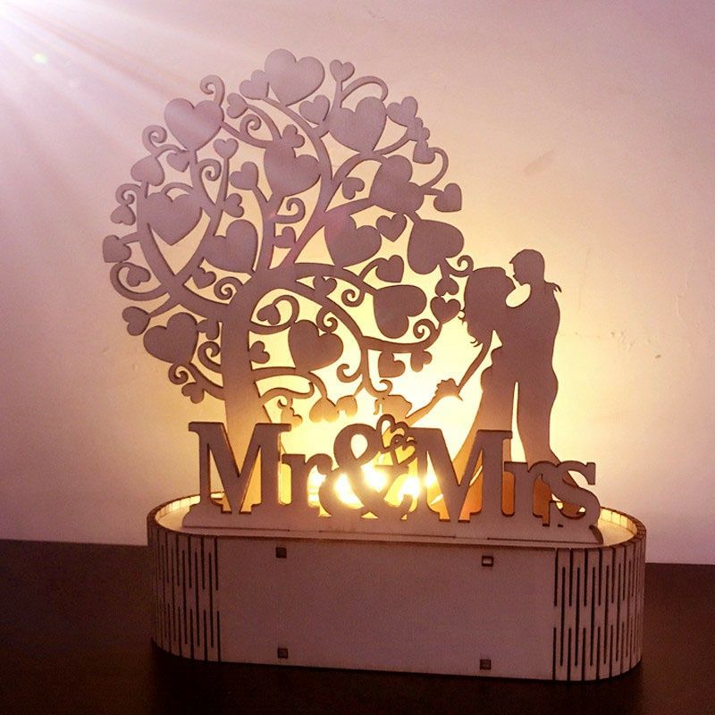 Ozdoba drzewo Pan i Pani Mr&Mrs dekoracje weselne LED podświetlenie