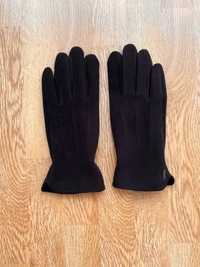 Черные перчатки на теплом флисе сенсорные рукавицы