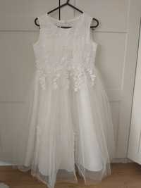Sukienka biala tiulowa r. 152 chrzest komunia rocznica