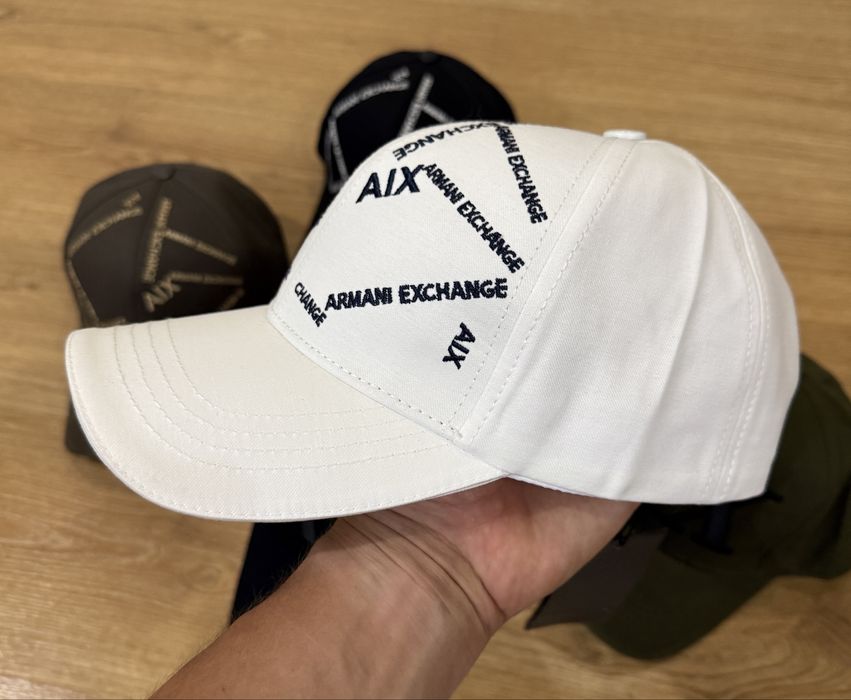Кепка бейсболка armani AX чорна хакі біла