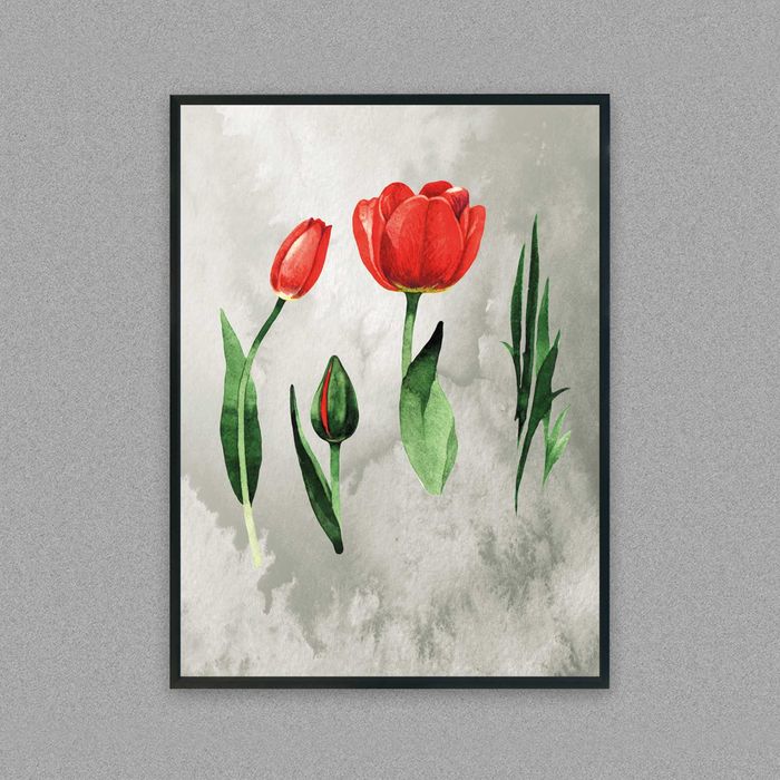 plakat tulipany czerwone, plakat tulipany czerwone do salonu na ścianę