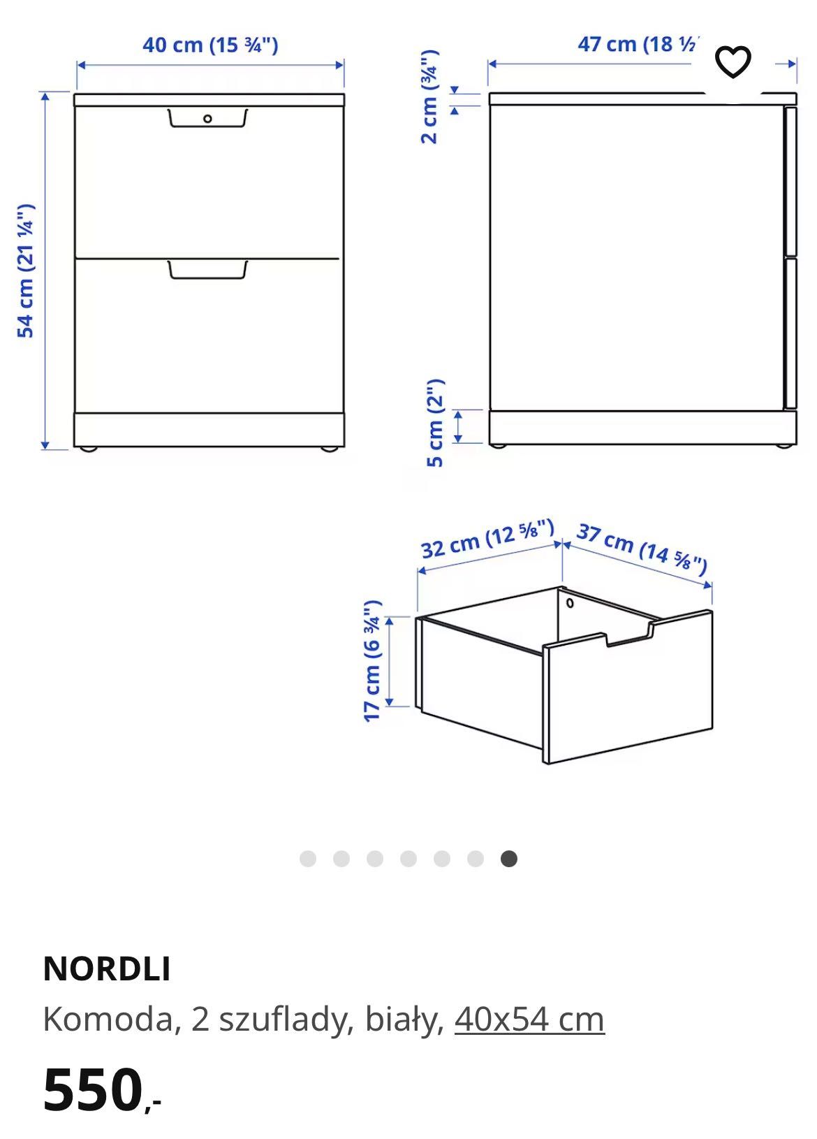 NORDLI ikea Komoda, 2 szuflady, biały, 40x54 cm