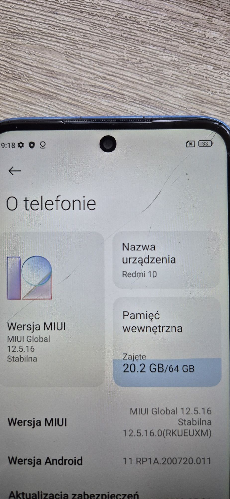 Wyświetlacz z ramką do Redmi 10.