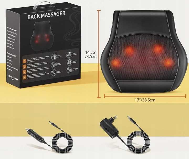 Masażer Shiatsu Brelley z ogrzewaniem i pilotem– Szyja, Plecy, Ramiona