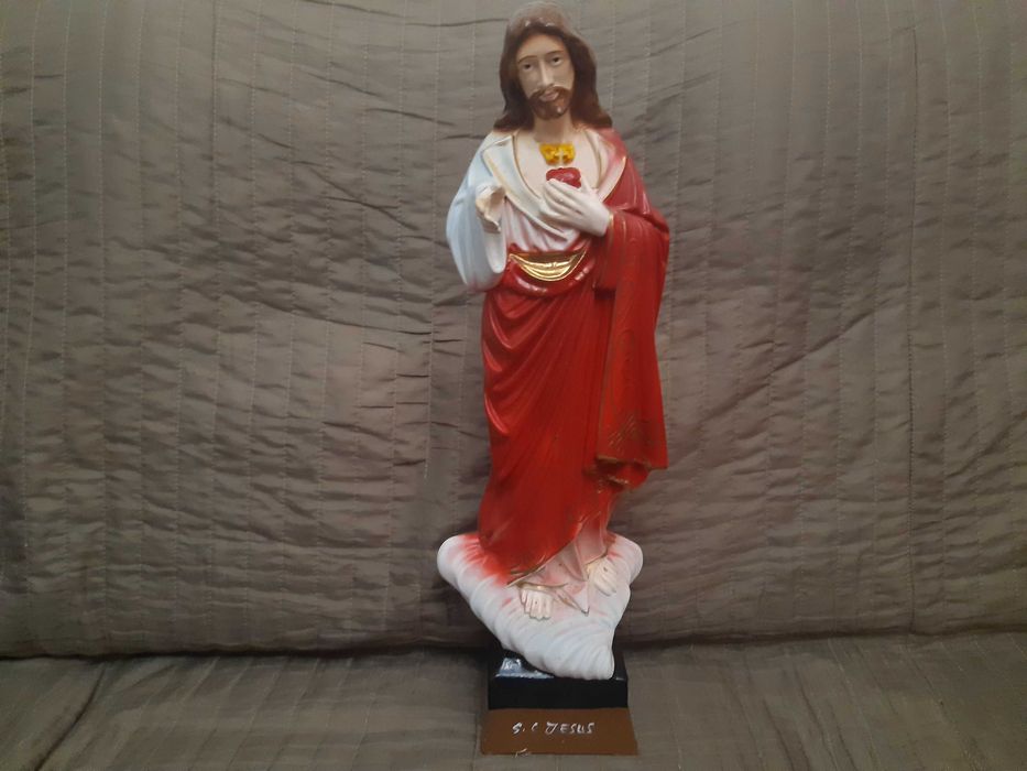 Imagem Sagrado Coração Jesus, porcelana, 43cm, excelente estado