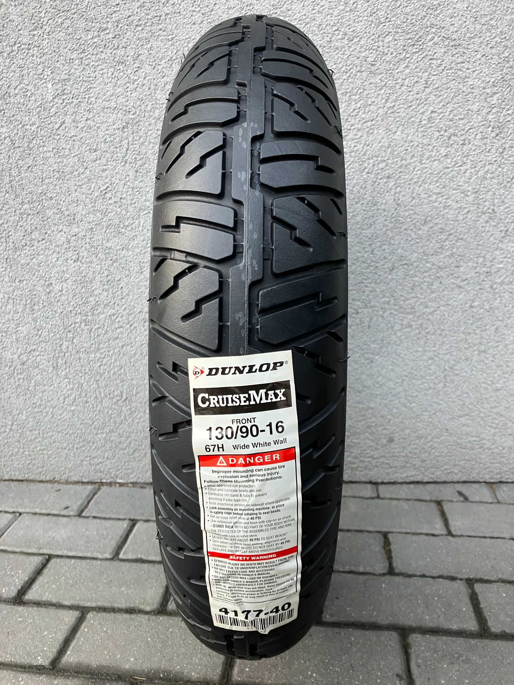 130/90-16 Dunlop Cruisemax F WWW 67H Szeroki Biały Pas Przód CMX XVS