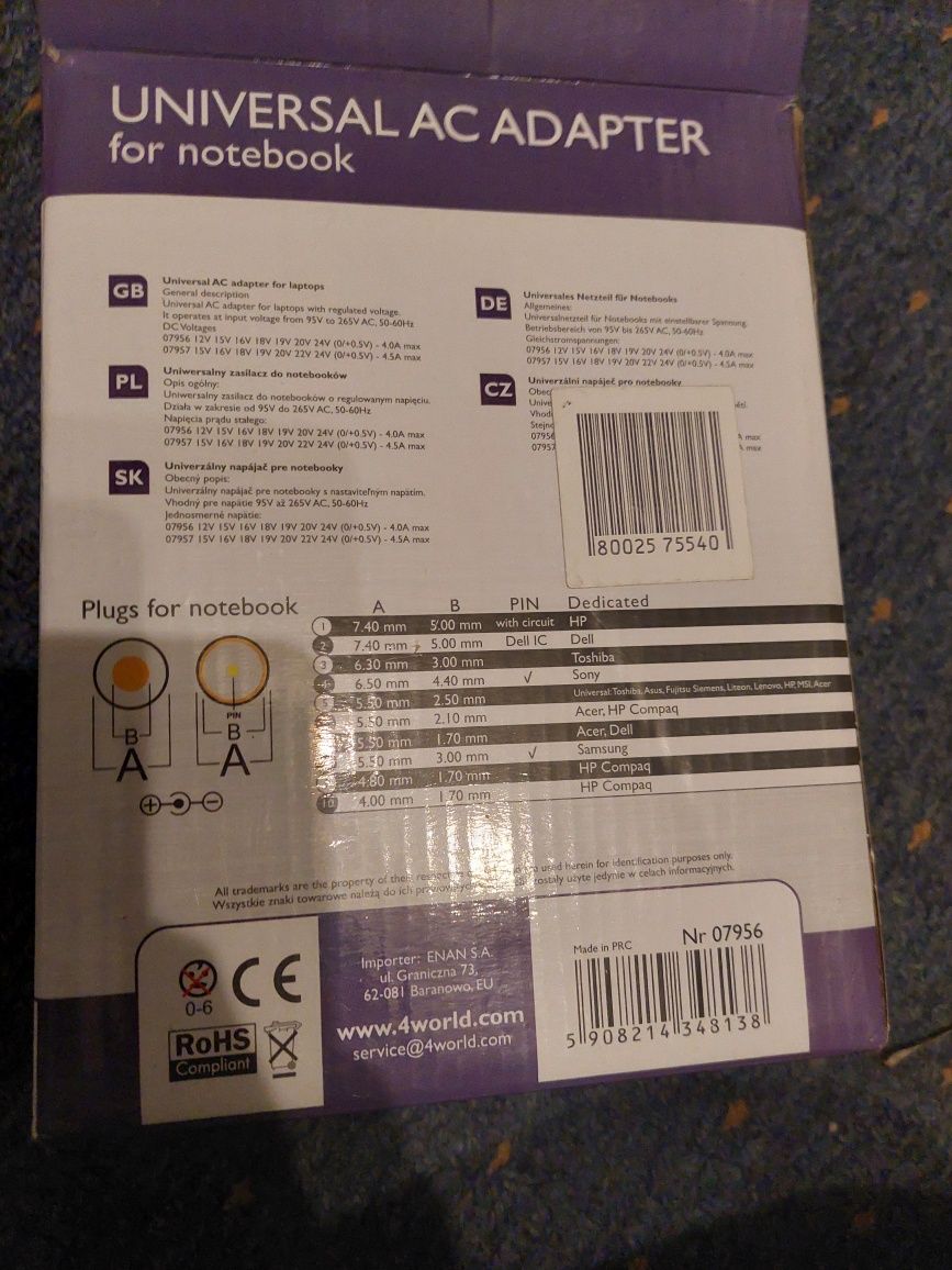 Uniwersalny zasilacz do notebookow