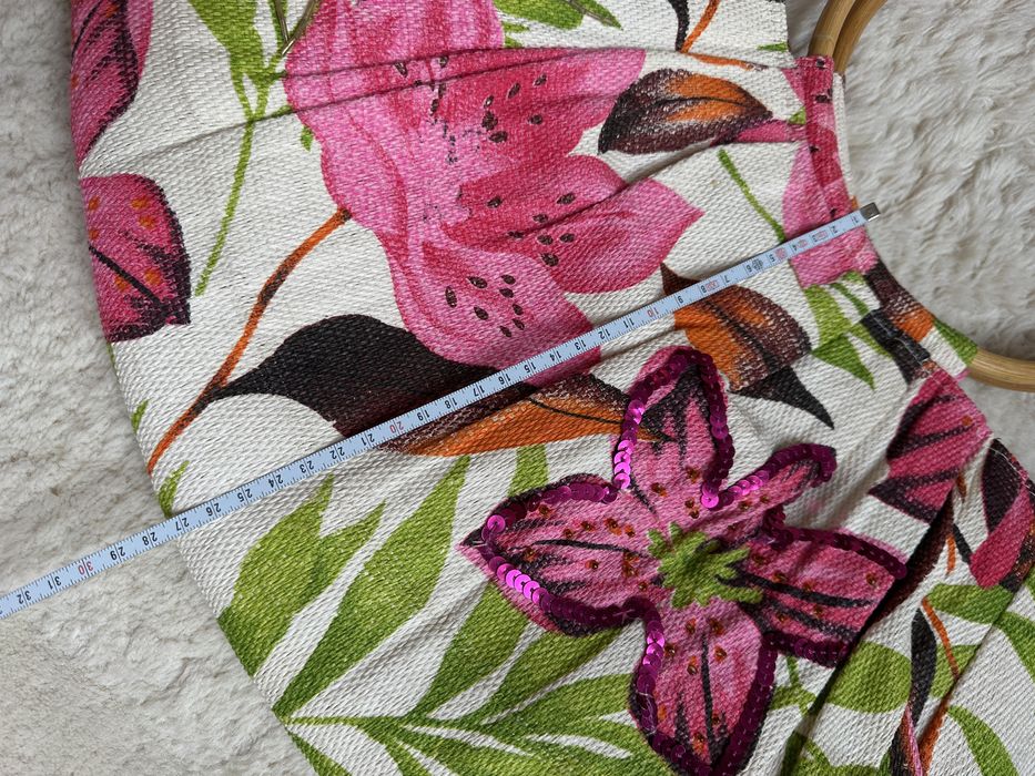 Piękna torba letnia kwiaty bambusowe raczki marconi