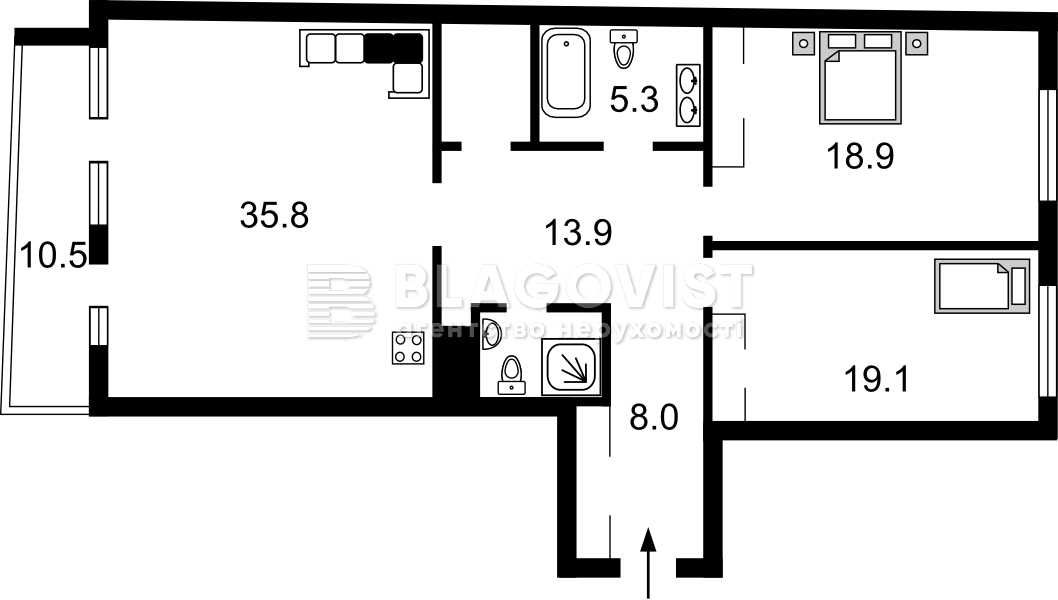 3 к.кв. Берестейський просп. (Перемоги просп.), 42, Crystal Park