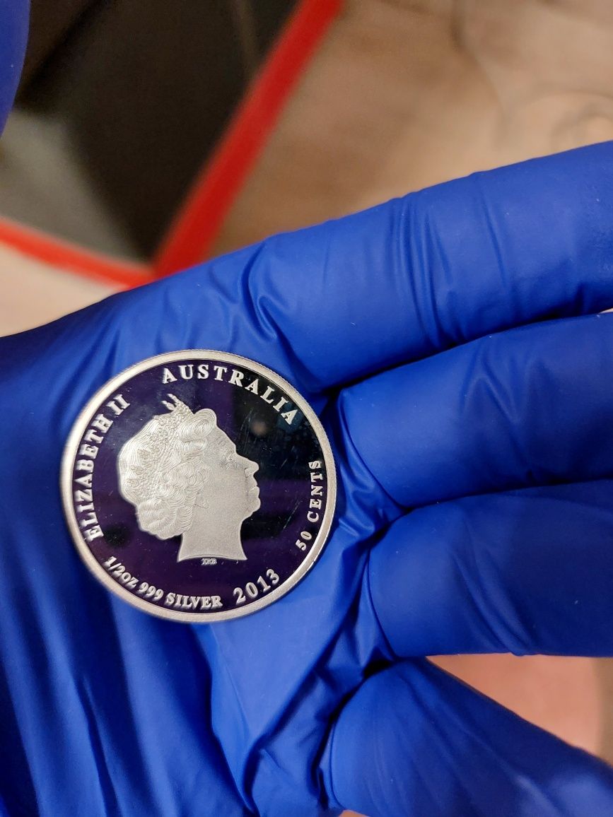 RZADKOŚĆ Moneta kolekcjonerska srebrna 50 centów 2013 kolorowy Wombat