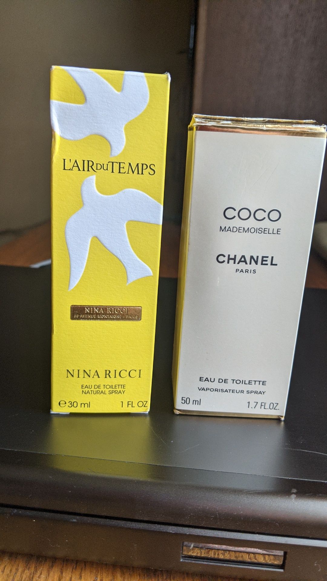 Puste flakony i opakowania po Nina Ricci i Coco Chanel Mademoiselle