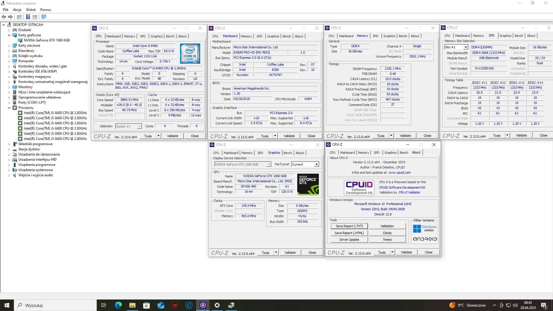 Komputer Gamingowy RGB i5-8400, gtx 1060 6GB, 16gb ram ddr4 ssd +hdd