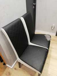 Krzesło - czarno-białe ekoskóra krzesła do odnowienia tapicerka 4 szt.