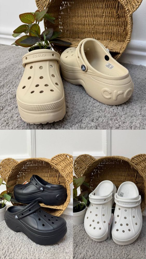 Жіночі крокси на платформі Crocs Bella Clog Black