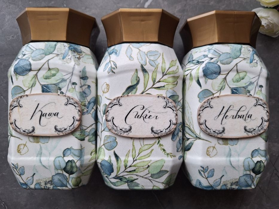 Zestaw słoików kawa/herbata/cukier na Dzień Babci/Matki - handmade