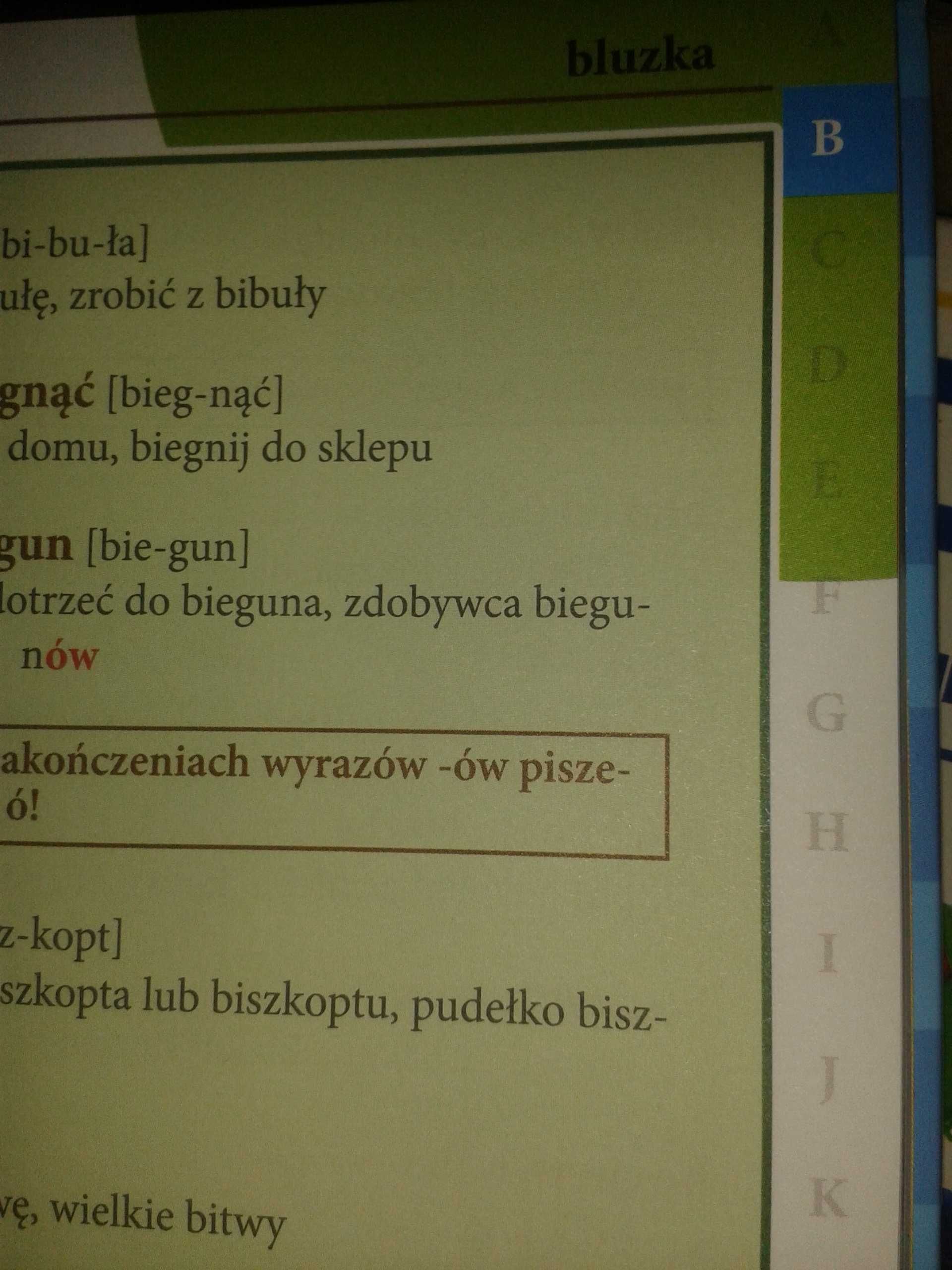 Słownik Ortograficzny z podziałem na litery - szybkie szukanie wyrazów