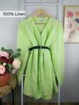Lniana koszula długa narzutka 100% len linen oversize bluzka marynarka