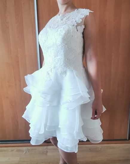 Piękna krótka suknia ślubna r.L Poprawiny ,Cywilny