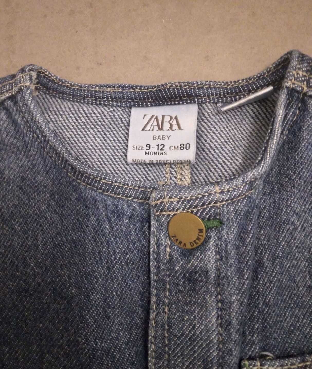 Jeansowy kombinezon firmy Zara dla chłopca w rozmiarze 80