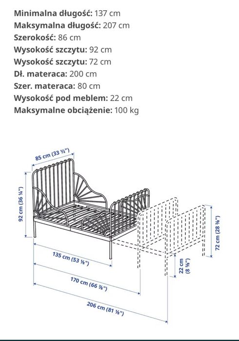 Łóżko turkusowe Ikea minnen