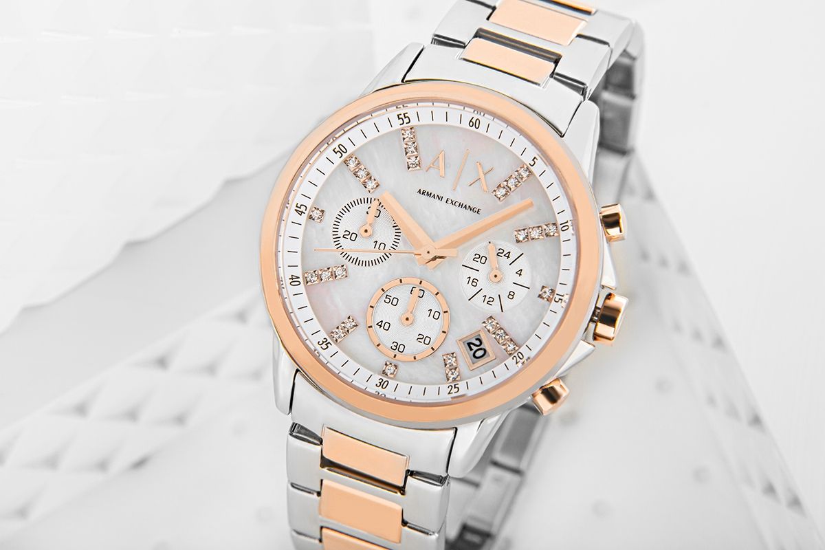 zegarek damski armani exchange banks chronograph ax4331 + box