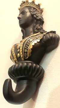 Escultura Busto Gancho parede decoração Rainha Monarquia 18 cm