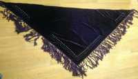 платок-шаль велюровый с бусинами
