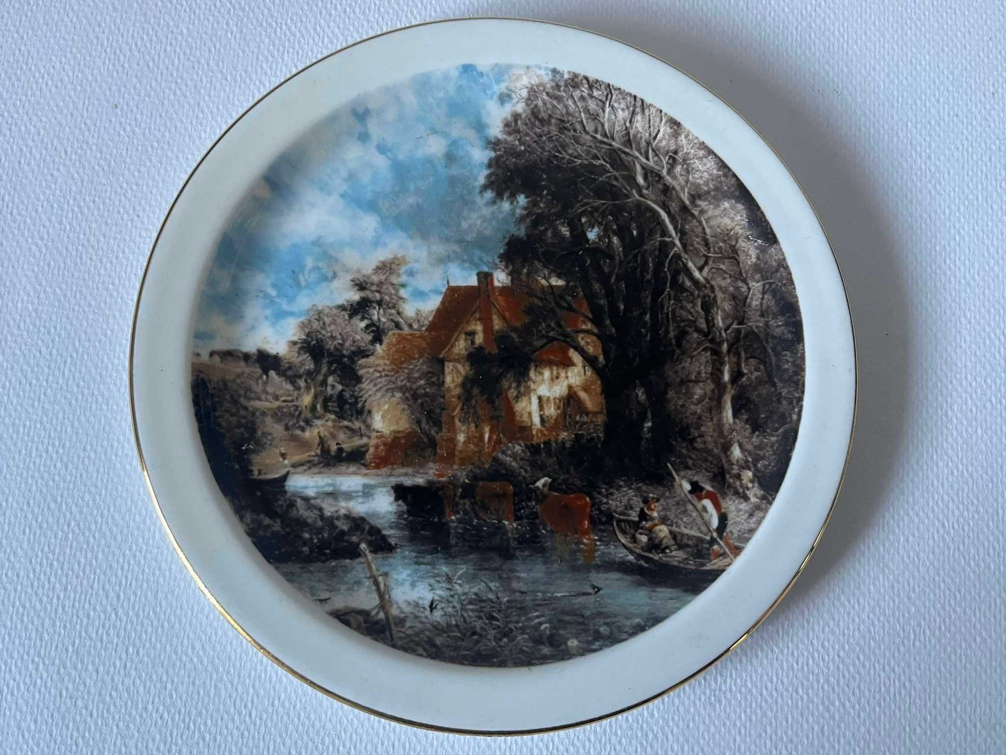 Talerzyk Royal Vale wieś krowa łódź 15 cm