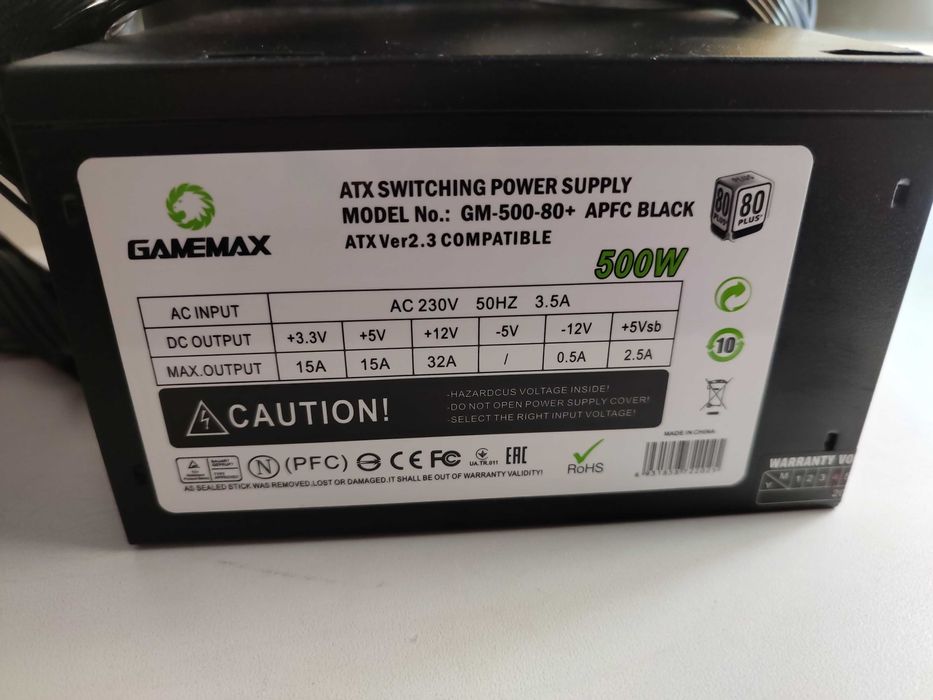 Блок живлення GameMax GM-500-80+ APFC Black — 500W