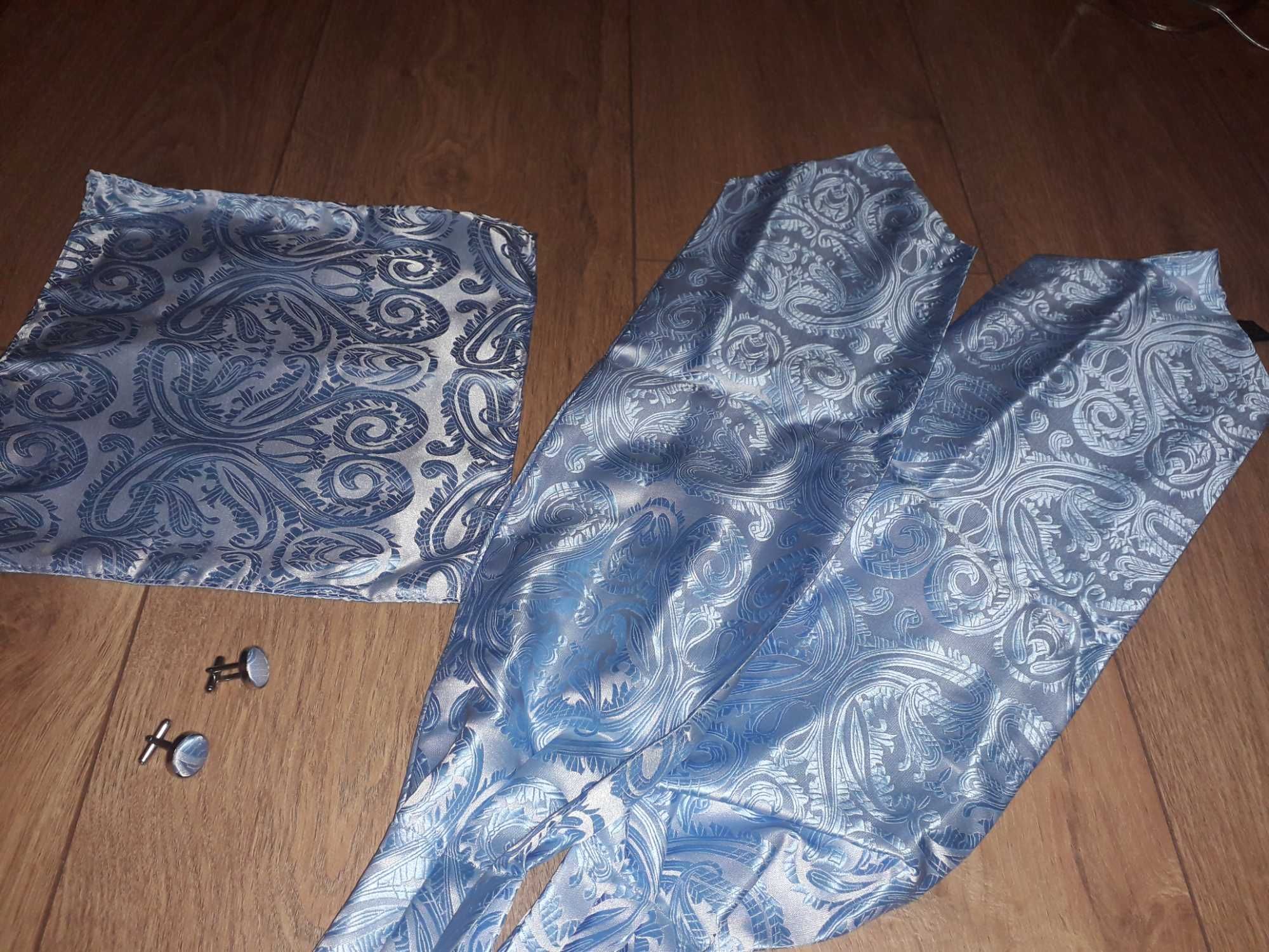 Fular, poszetka, spinki do mankietów - jedwab