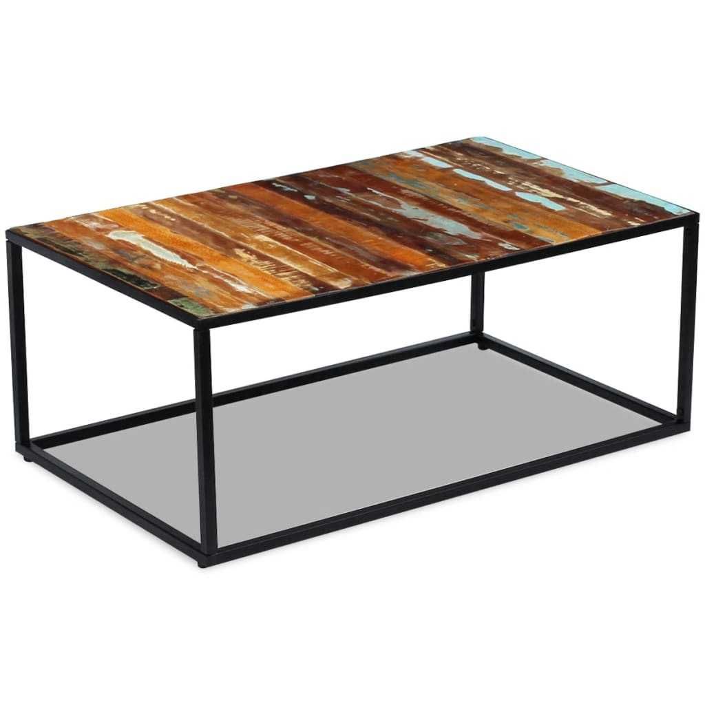 Stolik Kawowy Eko Metal i Lite Drewno Z Odzysku 100x60x40 Unikat