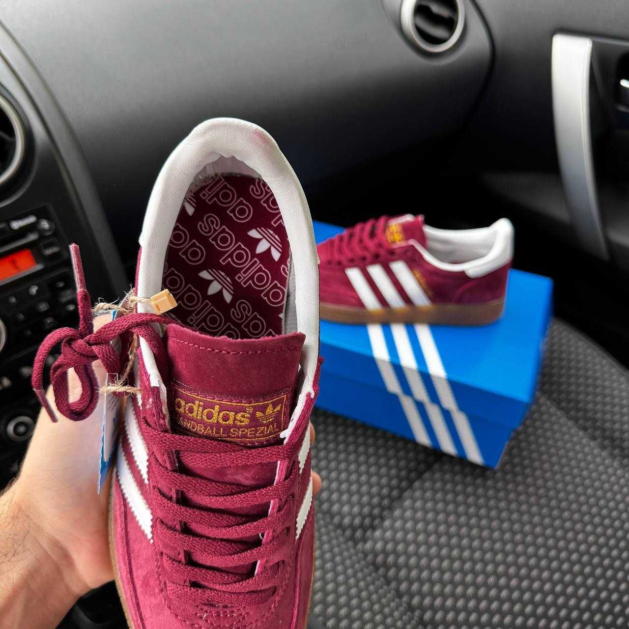Жіночі кросівки Adidas Spezial бордовий з білим 323 ТОПОВІ