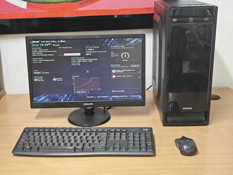 Komputer stacjonarny biurowy komplet gotowy do pracy. 8gb ram 1tb ssd