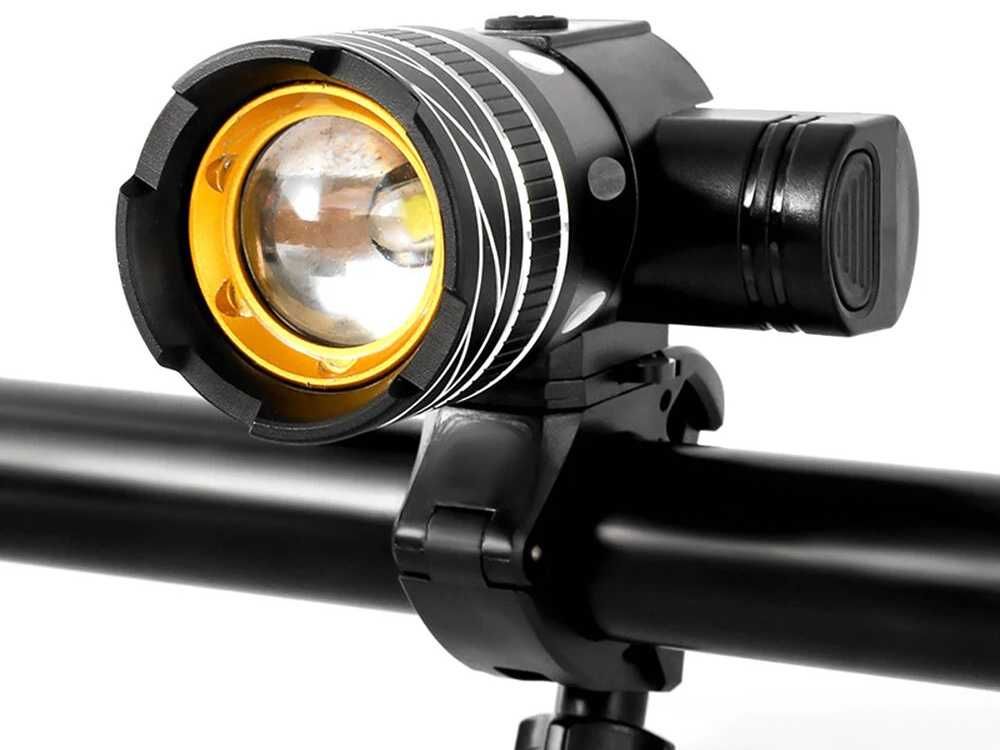Lampka rowerowa LED T6 zestaw przód i tył Regulowany ZOOM
