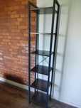 Regał w stylu loft, czarny metal i ciemnobrązowe drewno