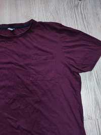 Koszulka XL 42 damska oversize t-shirt kieszonka bordowy duża top