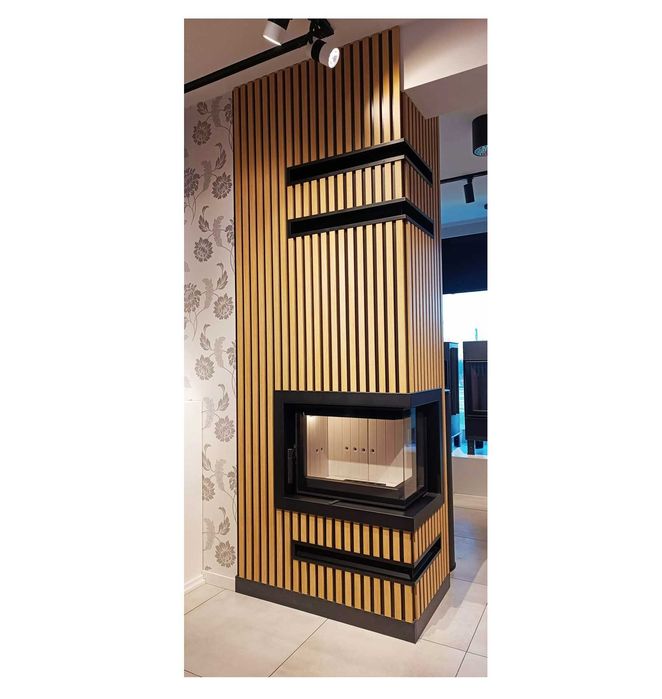 Kominek z boczną szybą i ramką stalową z montażem Kraków Katowice