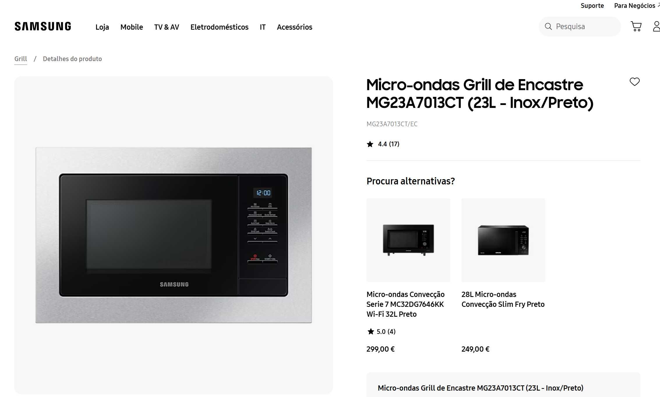 Microondas Samsung Encastrar - NOVO NUNCA ABERTO